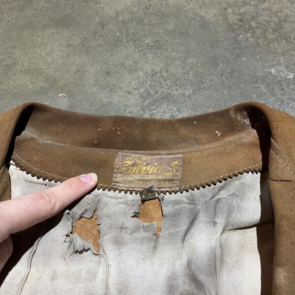 Vintage 40s 50s Mexican Brown Western Tasselated Leather - Picture 7 of 7